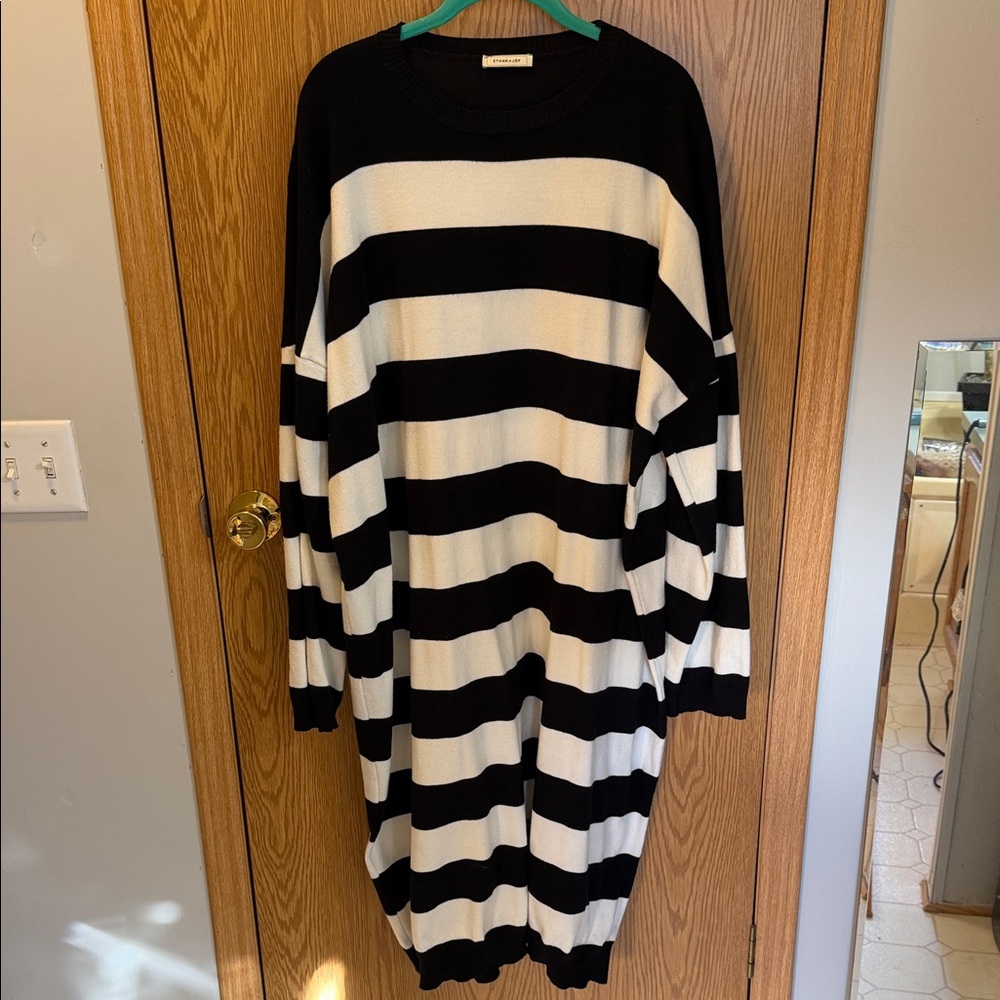 Striped Black and White Sweater Dress
